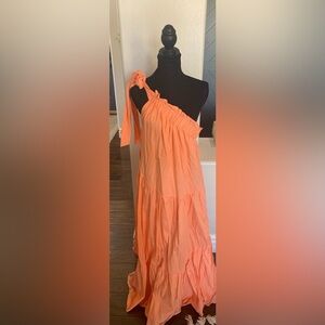 Altar'd State One-Shoulder Orange Dress